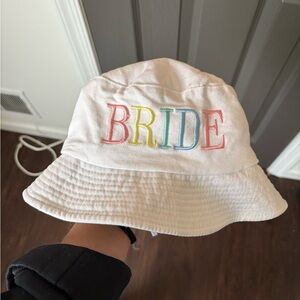 Bride Embroidered Bucket Hat - White